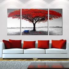 Black And White Abstract Wall Art Framed Framed Red Tree Oil Painting On Canvas Black White Abstract Modern Wall Art 3 Piece Canvas Art Wrapped Canvas Art Modern Wall Art