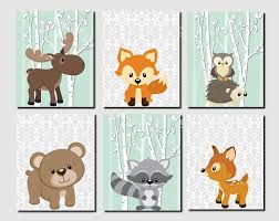 Woodland Nursery Woodland Wall Decor Kids Teal Gray Forest Etsy In 2021 Nursery Wall Art Girl Woodland Wall Decor Art Wall Kids