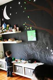 When your child is ready for a clean slate, scrub off the chalk paint and let them do the decorating! The Chalkboard Wall Creative Kids Rooms Kids Room Boy Room