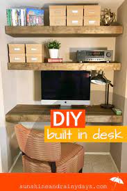 Make floating shelves and desk for a bedroom!! Diy Floating Built In Desk And Shelves Built In Desk Desk Nook Office Nook