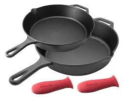 Pre Seasoned Cast Iron Skillet 2 Piece Set 10 Inch And 12 Inch Oven Safe Cookware 2 Heat Res Cast Iron Skillet Best Cast Iron Skillet Cast Iron Skillet Set