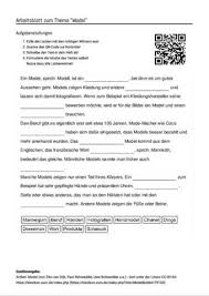 Arbeitsblatt Mit Luckentext Zum Thema Model Arbeitsblatter Berufsorientierung Unterricht Schule