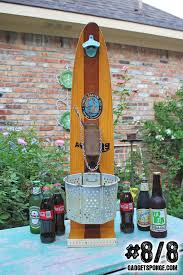 No 8 Of 8 Vintage Wooden Water Skis Beer Soda Coke Bottle Opener Station Of Recycled Found Object Furniture Via Etsy Water Ski Decor Ski Decor Lake Decor