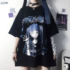 Y2k shirts long sleeve v neck grunge aesthetic t shirt for women. Summer Grunge Clothes Female Tee Aesthetic Loose Women T Shirt Punk Streetwear E Girl Gothic Top T Shirts Harajuku Clothes Alt T Shirts Aliexpress