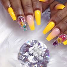Pink and glitter coffin nails the next idea we have to show you is beautiful. Updated 55 Sunny Yellow Acrylic Nail Designs August 2020