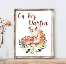 Amazon Com Woodland Nursery Art Deer And Fawn Woodland Boho Print Wall Art Bohemian Garden Floral Nursery Baby Girl Room Playroom Decor Oh My Darlin Handmade Products