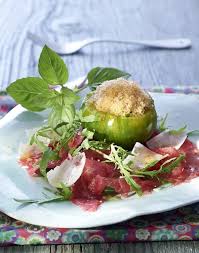 Tomate Farcie Au Sorbet Basilic Sur Carpaccio Recette Tomates Farcies Alimentation Tomates