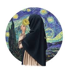 Yildizli Gece Starry Night Temali Kapali Kiz Cizimi Anime Hijab Drawing Cizim Cizim Egitimleri Islami Sanat