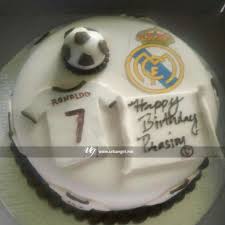 Juventus star was presented with a 'cr7' birthday cake (image: Cake With Real Madrid Print Ronaldo Jersey And Football