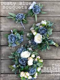 Get the best deals on blue artificial flowers & silk flowers. Wedding Bouquet Dusty Blue Ivory Bridal Bouquet Mixed With Eucalyptus Medium In 2021 Bridal Bouquet Blue Blue Wedding Flowers Blue Wedding Bouquet