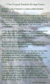 At new beginnings the focus is on how to provide the best care for those furry. Free Rainbow Bridge Poem Shefalitayal