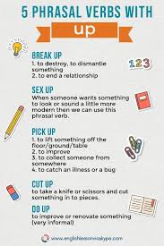 Examples Of Phrasal Verbs With Up And Their Meanings English Language Learning Learn English Vocabulary English Lesson Plans