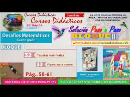 Catálogo de libros de educación básica. Desafio 32 33 Tarjetas Decimales Figuras Para Decorar 4to Grado Matematicas Bloque2 Youtube