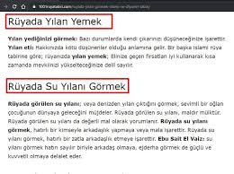 ruyada su yilani gormek ruyada yilan yemek ruya isaretler vaiz