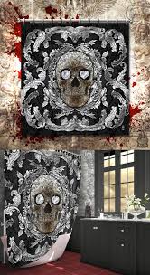 Gothic Silver Sugar Skull Shower Curtain Home Decor Bathroom Decor Skull Decor Goth Decor With Images Goth Home Decor Skull Shower Curtain Halloween Bathroom
