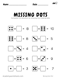 In this worksheet, we prepared the peacock picture and put the numbers but there are some missing numbers. Missing Dots Addition Worksheets Academy Worksheets
