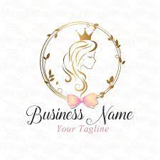 Digital Custom Logo Design Hair Crown Beauty Logo Gold Girl Long Hair Crown Lady Bow Beauty Logo Gold Queen Logo Gold Logo Hair Saloon Logo Pakaian Desain Produk Desain Logo Bisnis