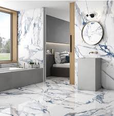 Marble bathrooms are one of the chicest spaces in the house. Aleotti Royal Blue Marble Effect 1200x600mm Porcelain Tile Luxury Tiles