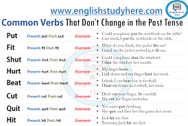Common Verbs That Don T Change In The Past Tense English Study Here