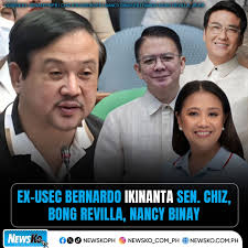 Ikinanta ni dating Department of Public Works and Highways (DPWH)  Undersecretary Roberto Bernardo ang naging partisipasyon nina Sen. Chiz  Escudero, dating Sen. Bong Revilla at Nancy Binay sa mga iniimbestigahang  maanomalyang proyekto.