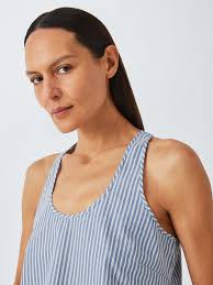 John Lewis Ladder Stripe Pyjama Top, Blue Stripe