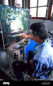 Atrist Painting at Las Terrazas Cuba Stock Photo - Alamy