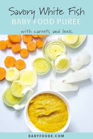 White Fish Carrot Leek Baby Food Puree 6 Months Baby Foode Recipe Baby Food Recipes Baby Puree Recipes Pureed Food Recipes