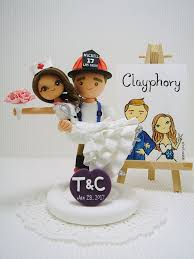 Firefighter And Nurse Fireman Handmade Custom Wedding Cake Topper Mr And Mrs Personalized Firefighter Wedding Country Wedding Cakes Wedding Cake Toppers