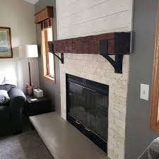 #7 shiplap & brick combo. Metal Shelf Bracket Sold Individually Steel Shelf Bracket Etsy White Brick Fireplace Brick Fireplace Makeover Farmhouse Fireplace