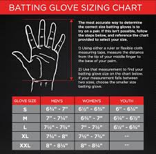 softball batting glove size chart