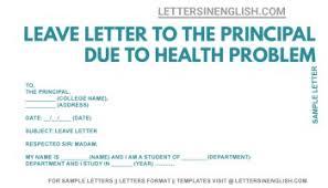 Leave application format is available for schools, colleges, and offices. Leave Letter For College Due To Personal Reasons Sample Leave Letter Letters In English