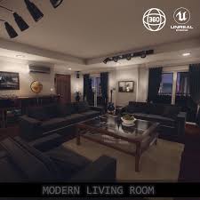 Luxury living room in house at night. Artstation Modern Living Room Night Scene Christian Yiannopoullos