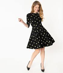 Unique Vintage Black Yellow Bees Stephanie Fit Flare Dress In 2020 Fit Flare Dress Retro Inspired Dress Flare Dress