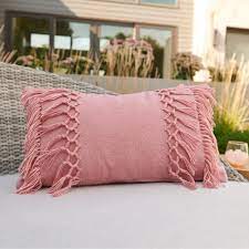 Add a stylish and contemporary accent to your outdoor furniture with this indoor/outdoor lumbar pillow. Modrn 14in X 24in Textured Lumbar Outdoor Throw Pillow Blush Pink Walmart Com Throw Pillows Outdoor Throw Pillows Pillows