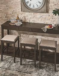 Rokane Counter Height Dining Room Table And Bar Stools Set Of 4 Large Nook Dining Set Counter Height Dining Room Tables Breakfast Nook Dining Set