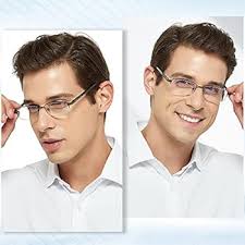 Madison Avenue 3 Pack Metal Half Frame Blue Light Blocking Reading Glasses  for Men Spring Hinge +1.0 : Buy Online at Best Price in KSA