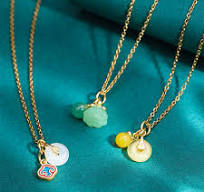 HOVANCI Stainless Steel Non Tarnish Jade Necklace Jewelry Women 18K Gold  Female Flower Jade Pendant Necklace