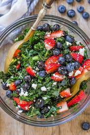 Summer Kale Salad With Blueberries Strawberries And Feta Salad Recipes Healthy Easy Colorful Salad Recipes Healthy Salad Recipes