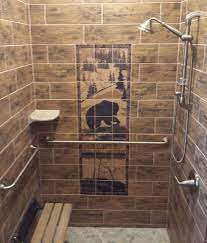 Bathroom Shower Grizzly Bear Mural Log Home Bathroom Log Home Bathrooms Tile Murals