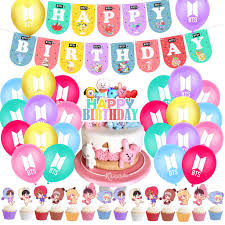 Bts custom happy birthday party. Buy Kpop Bts Bt21 Theme Bangtan Boy Balloons Cake Toppers Happy Birthday Banner Flag Party Decoration At Affordable Prices Free Shipping Real Reviews With Photos Joom