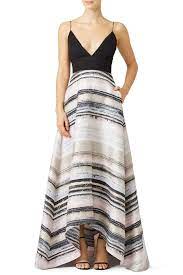 Badgley Mischka Neutral Stripe Gown High Low Ball Gown Ball Gown Dresses Guest Outfit