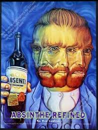 2002 Vincent Van Gogh portrait by Ron English Absente Liqueur vintage print  ad