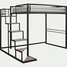 6 amenagements chic pour gagner de la place prix de ce lit 2 personnes mezzanine, avec son escalier tres securise. Lit Mezzanine En Acier Noir 140x200 Cm Epaisseur Max 15cm Home 140x200 Cm Lit Mezzanine Alinea