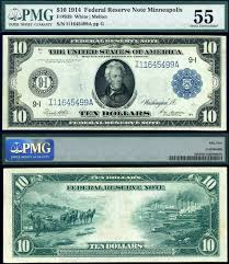 Rare U S Currency Notes 1914 10 Federal Reserve Note Fr 939 Pmg Graded Au55 S N I11645499a Currency Note Banknotes Money Bank Notes