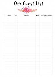 Use this wedding guest list template to track each guest's name, address, relationship, number in party, shower, ceremony and reception rsvps, food choice, gifts received, and thank you note sent. This Free Printable Wedding Guest List Templates Will Help You To Track Eac Wedding Guest List Printable Wedding Planning Printables Wedding Planner Printables