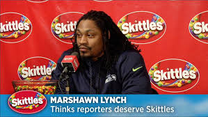5of10marshawn lynch keeps his eyes on the skittles as he rides a stationary bike during a commercial shoot for the candy brand.courtesy photo/skittlesshow moreshow less. Marshawn Lynch S Skittles Press Conference The Shorty Awards