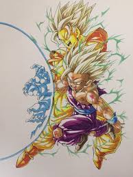 Ridiculously Awesome Fan Art Of The Father Son Kamehameha Anime Dragon Ball Super Dragon Ball Art Dragon Ball Artwork