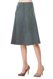 Moddeals Womens High Waist A Line Below The Knee Flared Midi Skirt Stretch Woven And Suede