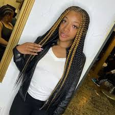Black And Burgundy Lemonade Braids Middle Part Braids Black Girl Braided Hairstyles Girls Hairstyles Braids African Braids Hairstyles