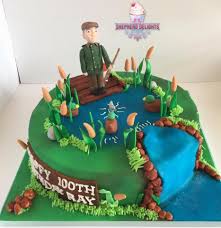 Fishing cake with fisherman fish ducks cattails. Fishing Man Cake Teenage Adult Birthday Cakes Themed Birthday Cakes For Adults
